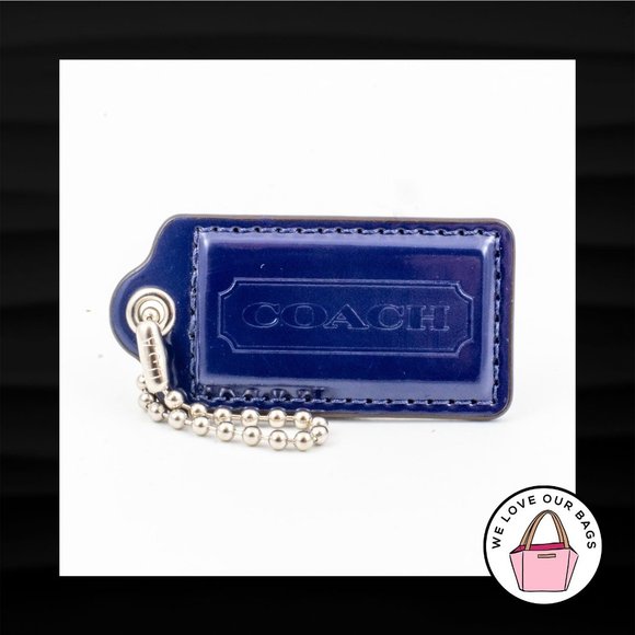 Coach Accessories - 2.5" Large COACH BLUE PATENT LEATHER KEY FOB BAG CHARM KEYCHAIN HANG TAG